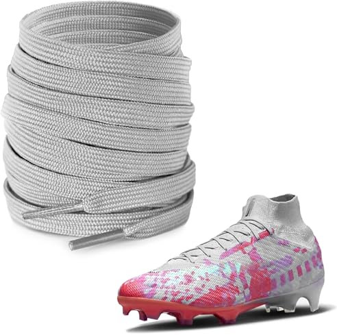 UamGlsob Lacci da calcio da 6mm per scarpe Nike Mercurial, lacci piatti e sottili in cotone come stringhe di ricambio per scarpe da football (Grey, 47/120cm)