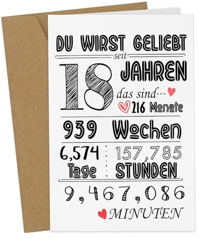 Geburtstagskarte 18. Geburtstag Mädchen Junge, Geburtstagskarten Set Mit Umschlag Kraftpapier, Karte 18 Geburtstag Junge Mädchen, Glückwunschkarten Geburtstag 18, Geschenk 18. Geburtstag Junge Karte