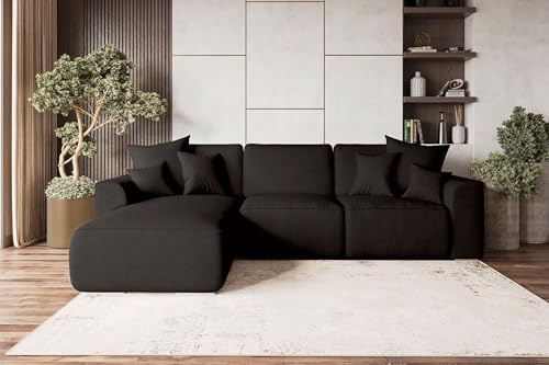 99rooms Gusto Ecksofa Polsterecke Eckcouch (HxBxL): 96x295x194 cm Velours Monolith Dunkelgrau, mit Ottomane Links, ohne Schlaffunktion
