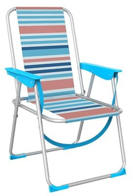 Marbueno Klappstuhl, Aluminium, gestreift, orange und blau, Strand und Pool, 53 x 56 x 78 cm, 10461
