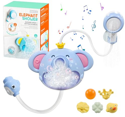 Aischens Máquina de Burbujas de Baño, Elefante Morado Bañera Bebé Niño Juguetes Musicales para 1 2 3 4 5 Años Ducha Natación Regalo de Cumpleaños