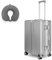 WINLIFE Größe L Reisekoffer Alu-Rahmen mit ABS + Anthrazit Nackenkissen & TSA Nummern-Schloss 65cm Hartschalenkoffer | Trolley Farbe-Silber