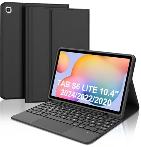 WAVATA Tastatur für Samsung Galaxy Tab S6 Lite 10.4 2024/2022/2020 mit Touchpad, Hülle Tastatur für Samsung Tab S6 Lite Keyboard Cover Magnetische QWERTZ Layout, Schwarz