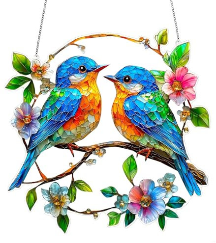 Caelura Sonnenfänger, Fensterdeko HäNgend Modern, Kolibri-Sonnenfänger Fenster, Vogel-Anhänger aus Acryl mit Kette, für Fenster, Terrasse, Wand, Haus und Garten