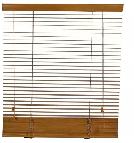 URBNLIVING Real Wood Venetian Blinds, Horizontal Wooden Slats with Privacy Valance & Cord Tilt Control, Pull Cord, Premium Timber Window Shades for Home or Office, Custom Sizes & Colours Available
