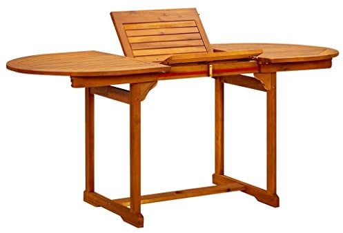 Emmtore Garten-Esstisch (120-170) x80x75 cm Ausziehbar Tisch Esstisch Gartenmöbel Holztisch Massivholz Akazie Oval