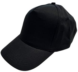 Generico Cappello Nero Baseball da Personalizzare, 100% Cotone, 5 Pannelli, Regolabile