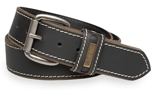 Camp David Herren Ledergürtel aus Büffelleder mit Kontrastnaht, Logo-Plakette, 4,5 cm Breiter Jeansgürtel