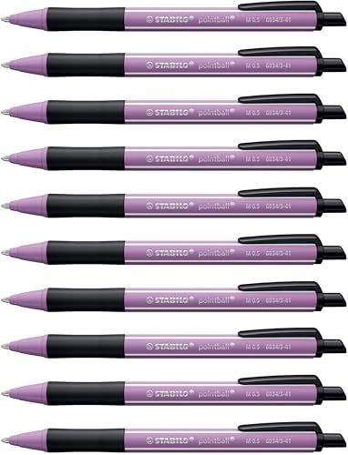 STABILO - Druck-Kugelschreiber - pointball NatureCOLORS Wildflower | 10er Pack, grauviolett, Schreibfarbe blau