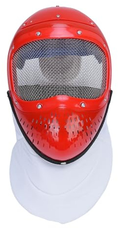 VGEBY Fechtmaske, Atmungsaktiver Metallgeflecht-Helm, Schützender -Fecht-Gesichtsschutz für die Verwendung mit Foliensäbeldegen (Rot)