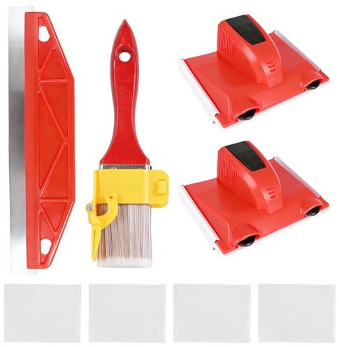 6 PCS Paint Edger Tool Set,Painting Edger Brush Tools,for Wall Ceiling | Multifunctional Cutting in Tools for Painting with 2 Replacement Pads Paint Shield and Edging Brush