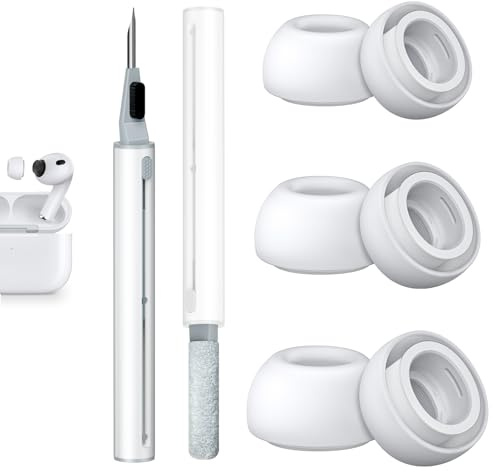 3 Paar Ersatz-Ohrstöpsel für AirPods Pro 3 (2025), Weiche Silikon Ear Tips für AirPods Pro 3 mit Reinigungsstift, Schaum-Mikropartikel-Füllung, Integrierter Staubschutz (S/M/L)