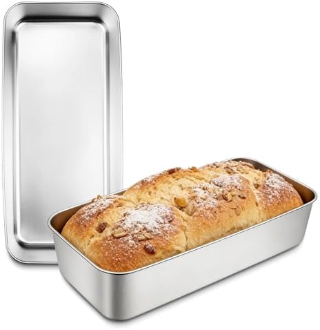 Ortviai 2 Stück Backform Kastenform Brot Kuchen, Edelstahl Brotbackform Groß, Brotformen zum Backen Rechteckig, Leberkäse Form, Kastenbackform 33×15×6.7cm, Backform Brot, für Kuchen und Toast