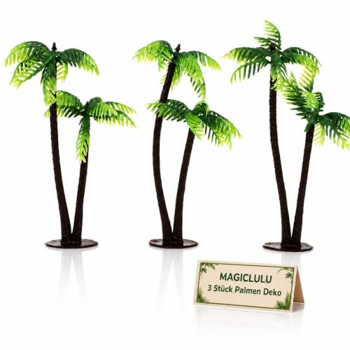 MAGICLULU 3er-Set Miniatur-kokospalmen, Modell-palmen-kuchenaufsatz, Mini-kunstpalmen-Dekoration, Künstliche Pflanzendekoration für Mikro-aquarien, Gartenbau, Landschaftsgestaltung, Sandkasten