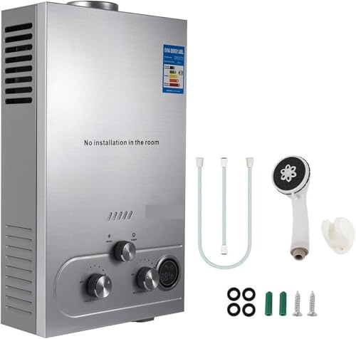 Scaldabagno istantaneo, kit portatile per caldaia a gas di petrolio liquefatto (GPL), in acciaio inox, per un'efficiente fornitura di acqua calda, capacità