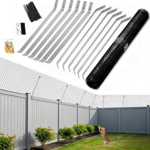 Sorlpv Cat Proof Fence Anti Climb Barrier 25M X 60CM, Secure Outdoor Catio Enclosure Kit, Weatherproof & UV-Schutz Garden Mesh Fencing for Cat Safety & Protection, Easy to install