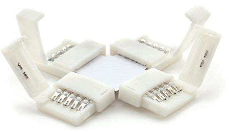 RGBW 10mm Verbinder (Kreuz, L und T) Eck -Verbinder RGB+W Adapter Clipverbinder (Kreuz-Verbinder)