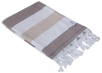 InfuseZen Organic Turkish Terry Cloth Lined Bath & Beach Towel - Brown