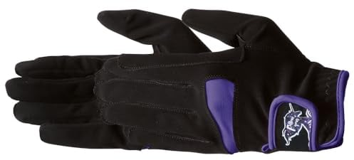 PFIFF 102534 Unicorn Gants d'équitation pour Enfant Noir/Violet Taille 6