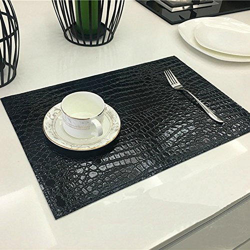 sbfwh Leder Platzsets 6 Waschbare Premium Tischsets, Schwarz