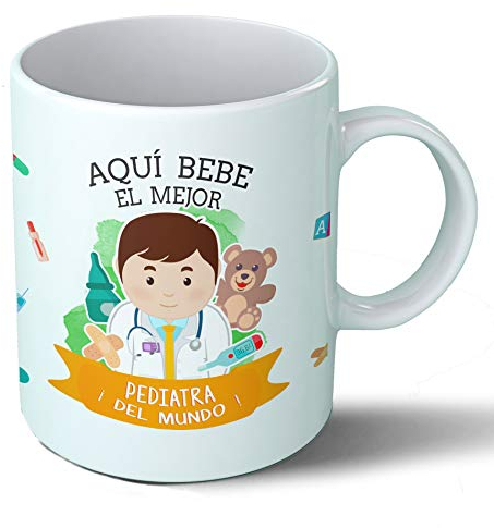Planetacase - Taza Pediatra - Regalo Original Pediatras - Cerámica 330 mL - Taza Desayuno Apta para Microondas y Lavavajillas - Resistente a Lavados - Pediatra (El)