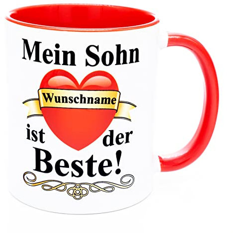 Mein Sohn Name ist der Beste Tasse Personalisiert Geschenk Geburtstag Weihnachten Valentinstag Nikolaus Ostern Becher mit Herz Lieblings von Kind Dankeschön Hdl Welt Spruch Mutter Vater Mama Papa