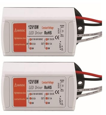 Paquete de 2 18 W DC12 V - Transformador de fuente de alimentación LED controlador de 240 V para tiras de luces LED (18 W)