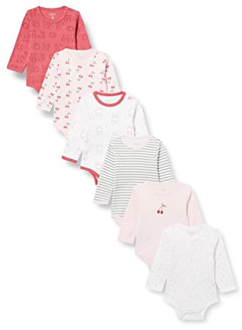 Care Body LS - AOP (6-pack), Body Neonato Manica Lunga Unisex - Bimbi 0-24, Rosa Light Rose (500), 62
