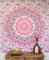 GURU SHOP Boho-Style Wandbehang, Indische Tagesdecke Mandala Druck - Weiß/pink/violett, Baumwolle, 220x210x0 cm