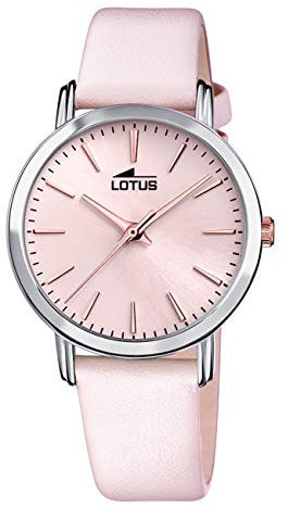 LOTUS Montre pour Femme 18738/2 Trendy Boîtier en Acier Inoxydable Gris Bracelet en Cuir Rose