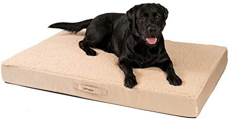 JAMAXX Orthopädische Hunde-Matratze Gelenkschonend Memory Visco Schaum Waschbar Abnehmbarer Lammfell Bezug/Wasserabweisendes Oxford Gewebe - Robustes Kuschliges Hundebett PDB1012, 120x73 (L), beige