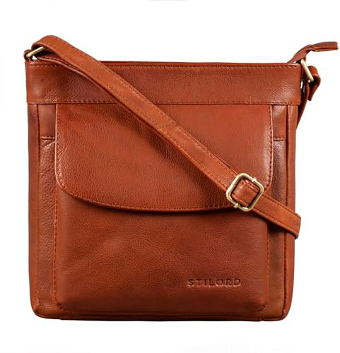 STILORD 'Melina' Vintage Damen Ledertasche Kleine Umhängetasche für Frauen Elegante Schultertasche Handtasche zum Ausgehen Freizeit Abendtasche Leder, Farbe:arona - braun