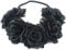 MIMIKRY Rosen Stirnband Hippie Gothic Festival Kopfschmuck Haarkranz Haarband Blumenkrone Damen, Farbe:Schwarz