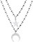 Ouran Heart Shape/Moon and Star Pendant Necklace for Women, Double Layer Rose Gold Silver Plated Necklace Stainless Steel Chain with Black Crystal