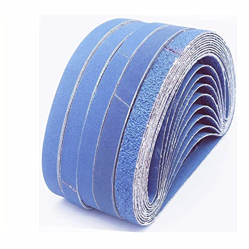 60 pezzi Nastri abrasivi 13 mm x 457 mm, ogni 10 pezzi di grana (60, 80, 100, 120, 240, 320) per adatti per levigatrice portatile, affilatura, rimozione della ruggine-FEIHU
