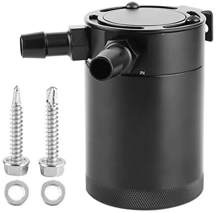 Lata de captura de aceite con deflector - 2 puertos Lata de captura de aceite 500 ml Aleación de aluminio Tanque de depósito con deflector Separador de aceite de aire Accesorio universal