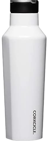 Corkcicle Sport Canteen - Taza aislada, color blanco brillante, 20 onzas, botella de agua reutilizable que mantiene las bebidas frías durante 25 horas y calientes durante 12 horas, apta para