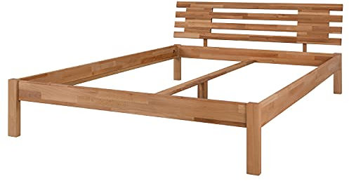 fornera f23 Massivholzbett mit Kopfteil aus Kernbuche, Bettgestell Bettrahmen Doppelbett, Bio geölt (180 x 200 cm)