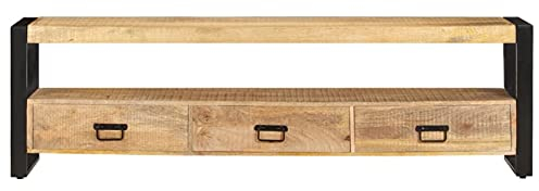 Gawany TV-Schrank mit 3 Schubladen & 1 Fach Lowboard Holzschrank Bücherschrank Aufbewahrungschrank Fernsehtisch Lowboard TV Board Fernsehschrank 150 x 30 x 45 cm Massivholz Mango
