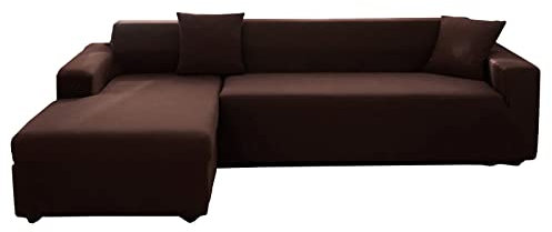 DFANCE Sofabezug Ecksofa L Form Elastischer Sofa überzug 1 2 3 4 Sitzer Sofaüberwurf für Sektionssofa Sofafix Couchberzug,Elastische Komfortabler Stoff,Sofa Universal,Kaffee,2 seat+3 seat