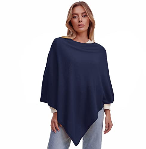 Glamexx24 Damen Strick Poncho Unifarbe Cape Feinstrick XXL Pullover Umhängetuch Eleganz Stil und Komfort für Frühling und Herbst Made in Italy