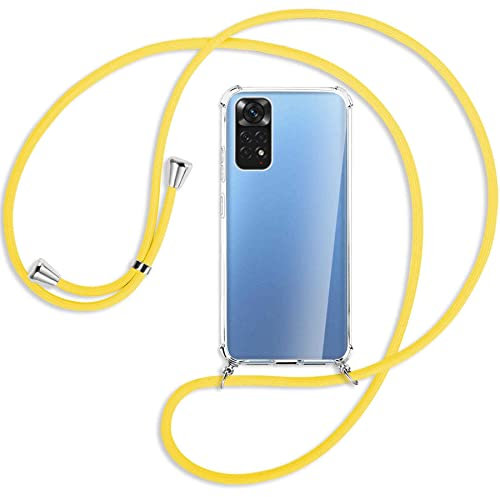 mtb more energy® Handykette kompatibel mit Xiaomi Redmi Note 11, Note 11S (6.43'') - Banana Gelb - Smartphone Hülle zum Umhängen - Anti Shock Full TPU Case