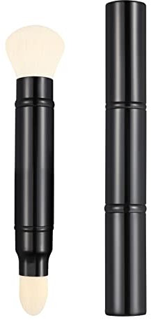 Falliny Doppelseitiger einziehbarer Kabuki-Make-up-Pinsel, Reise-Gesichts-Rouge-Pinsel, Dual-Foundation-Concealer-Pinsel mit Kappe für Rouge, Bronzer, Puder, Puder-Kosmetik
