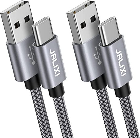 JALIXI USB C Charger Cable 1m, USB to USB C Cable Fast Charging Nylon for Samsung Galaxy S24 S23 S21 Fe Plus, Z Fold 6 5 4 Flip 6 5 4, Grey