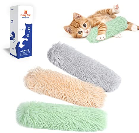 Potaroma Lot de 3 Jouets à Herbe à Chat – Oreillers Interactifs avec Bruit de Froissement pour Chatons et Chats d’Appartement