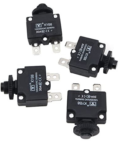 Hsthe Sea 4 pezzi KYB8 protezione da sovraccarico, 30 A, interruttore di reset manuale, interruttore termico, sovracorrente, protezione da sovraccarico, piccoli accessori per pompa dell'aria