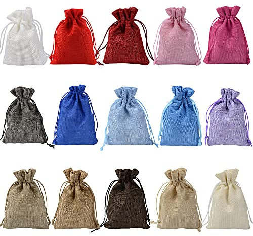 Pamtns Stoffbeutel Klein Zugband 45 Stücke Jutesäckchen Klein Baumwoll Säckchen Leinensäckchen Jutebeutel Bunte Natur Säckchen mit Kordelzug Lavendelsäckchen Geschenksäckchen für Hochzeit Weihnachte