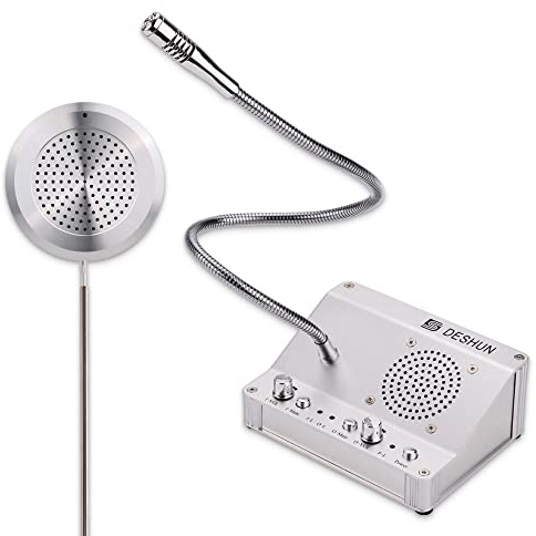 DESHUN Window intercom, Window Speakers, Dual-Way Window Counter intercom Microphone, for The Business/Bank/Office/Hospital/Station/Catering/Ticket Window to Provide Communication Solutions