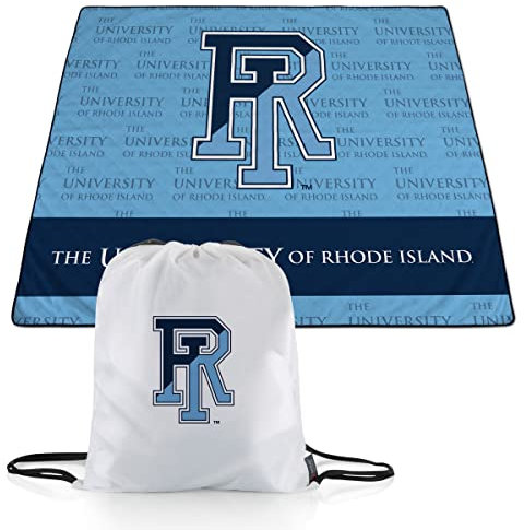 PICNIC TIME NCAA Rhode Island Rams Impressa Picnic Blanket, Lightweight Beach Blanket, Machine Washable, Outdoor Blanket, (Blue and Black)