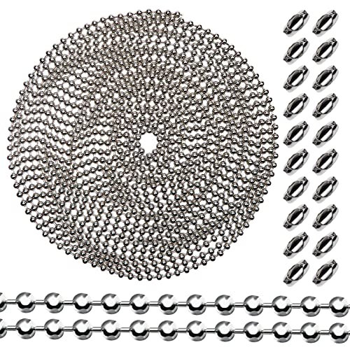 TOAOB 6 Meter Edelstahl Kugelkette mit Verschluss Silber 4,5mm Edelstahlkette Meterware Edelstahl Perlen Rollenkette 6 Meter für DIY Schmuckherstellung Tags Kette Schlüsselanhänger